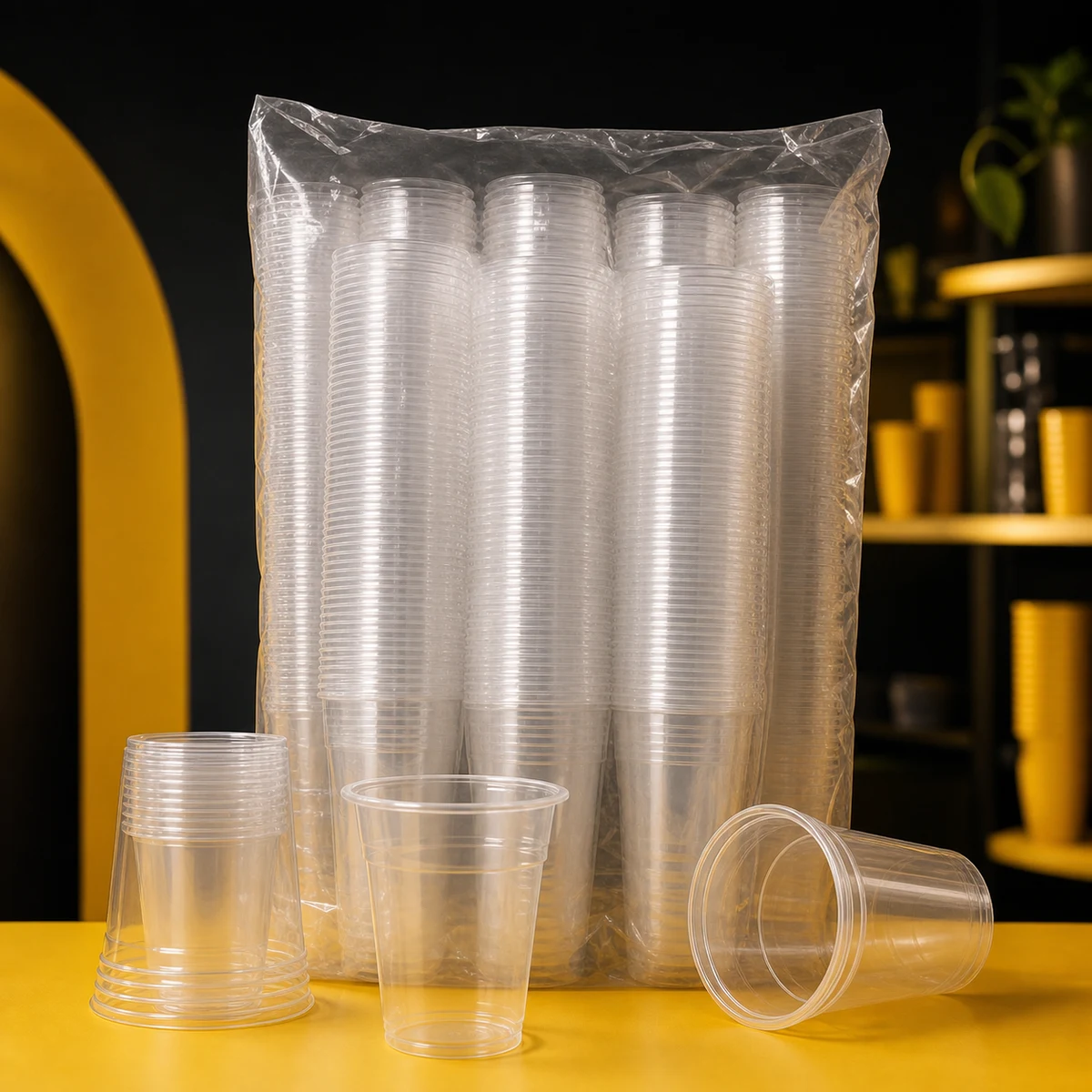 Copos Descartáveis Transparentes 200 ml — 100 Unidades